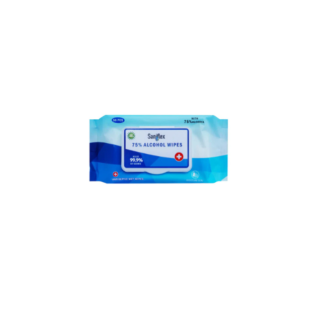 Saniflex 75% Alcohol Sanitary Wipes PPE- 50 pcs