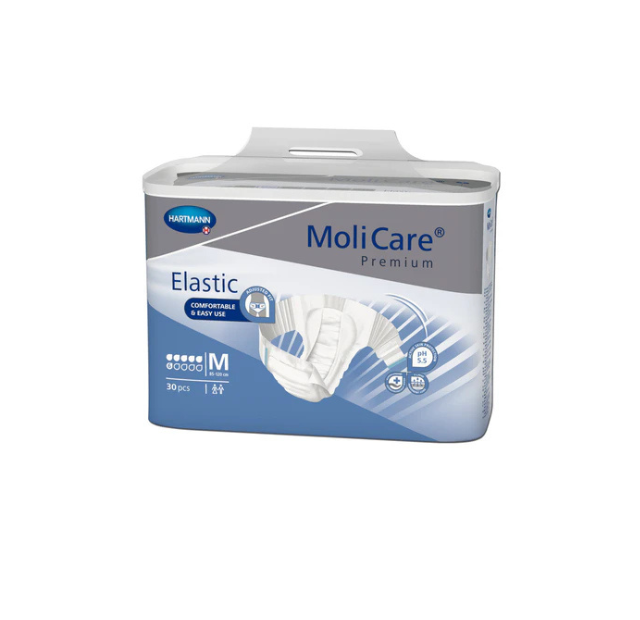 Molicare Premium Elastic Medium 6 Drops. Continence Care. 185cm-120cm 2159ml (30pcs/Pack)