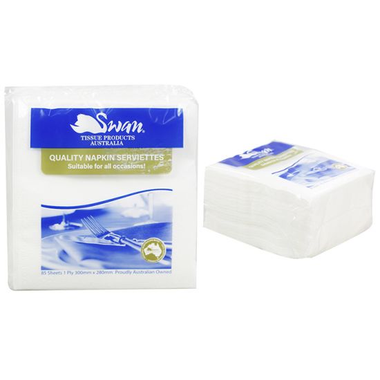 Swan Quality Napkin Serviettes White 300mm x 280mm / 340 Sheets           (4 Boxes).