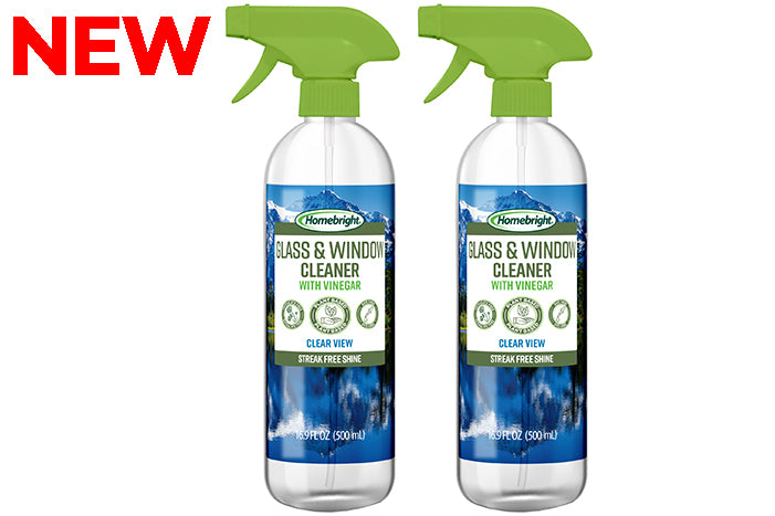 HomeBright Glass + Window Cleaner. Streak Free.  (2 Bottle Pack)