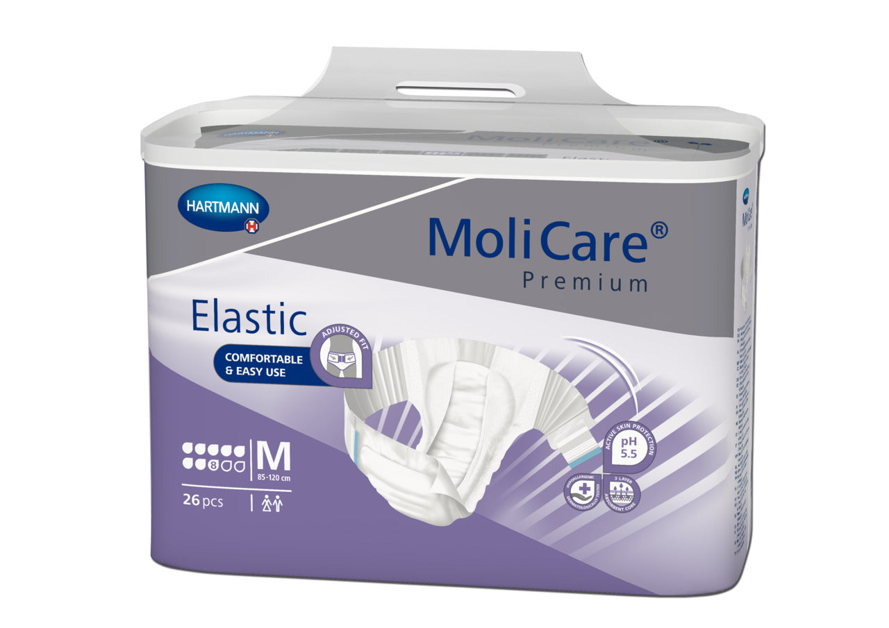 Molicare Premium Elastic Medium 8 Drops 85cm-120cm 3144ml Continence Care(26pcs/Pack)